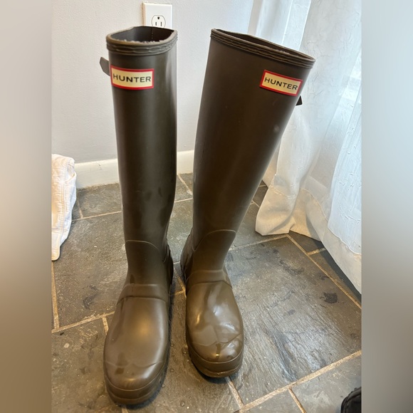 Matte Green Tall Hunter Boots - Picture 1 of 5